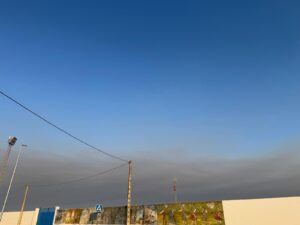 Franja de humo del incendio de Niebla HUELVA en la jornada de hoy